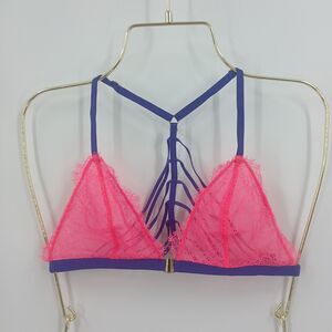 womens very sexy lingerie victorias secret hot pink purple bralette lace size S